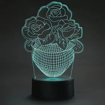 Rožių Gėlių Krepšelis 3d Lampe Palieskite Jutiklio USB LED Naktinis Apšvietimas Meilės baterijomis, Led Stalo Lempa Kūdikiui naktinė lempa Draugams