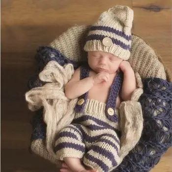 Fotografia naujagimiai naujagimių fotografijos rekvizitas, mezgimo modeliai, nėrimo apranga chaki mygtuką kepuraitė+kelnės baby shower dovana
