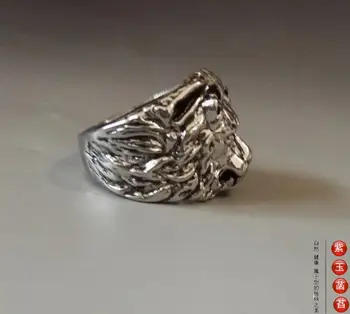 925 sidabro drožyba žiedas Liūtas Karalius Kaukolės Žiedas