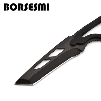 Hotsale Daugiafunkcinis stovyklavimo peilis su švilpukas kempingas sargybinis peilis lauko nešiojamų peilis 2 in 1 kišenėje peiliai 195mm juoda