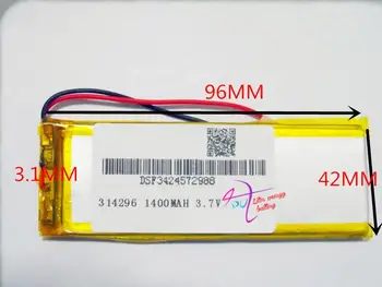 3,7 V ličio baterija Pda 314296 1400MAH PDA Baterija