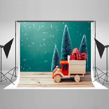 Kate Kalėdų Fotografijos Backdrops Su Kalėdų Eglutė 10x10ft Fotografijos Fone Medienos Automobilį Vaikų Foto Fonas