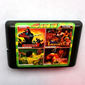 4in1 Super Shinobi III+Plikomis Blauzdomis+Pasaulio Taurės Futbolo+Rambo III 16 bitų SEGA MD Žaidimo Kortelės Sega Mega Drive Genesis