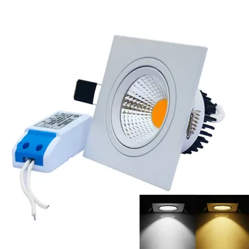 J&W 6pcs/daug Pritemdomi Anti-glare COB LED Kvadratinių lubų lempa Šiltas/Šiltai Balta (AC 85~265V)