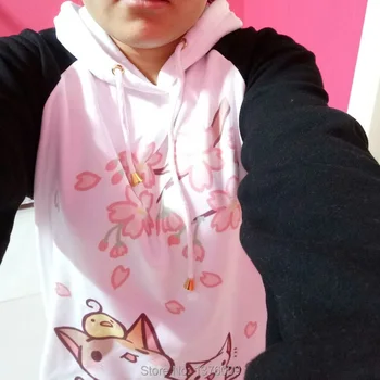 Japonijos Kawaii Hoodies Harajuku Katė Moterims Palaidinės Žiemos Mori Mergina Vyšnių Žiedų Anime Lolita Gobtuvu Hoodie