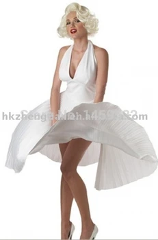 Nemokamas pristatymas Zt8547 Suaugusiųjų Marilyn Monroe balta Matomas Kostiumų Deluxe Seksualus Išgalvotas Suknelė