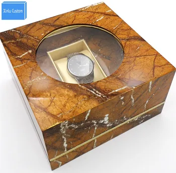 Prabanga Kūrybos Aikštė Ruda Irreguare Dangčio Vyrų Laikrodis Dėžės Turėtojo Langas Dėžės, Laikrodžiai,Didmeninė prekyba&Logotipą