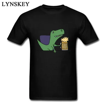 Juokingi marškinėliai T-rex Dinozaurai Gerti Alaus Animacinių filmų Spausdinti Tee Marškinėliai Vyrams Vaikinas XXXL Top Design Trumpas Rankovės