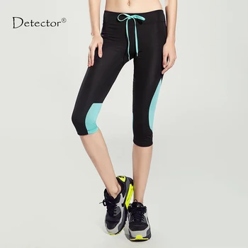 Detektorius Moterų Fitneso Legging Sporto Kelnės Moterų Linijinių Veikia Triko Moteriška Elastinga Juosmens Capri Kelnės