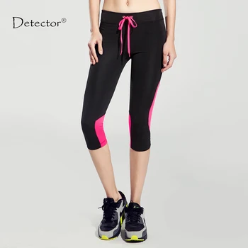 Detektorius Moterų Fitneso Legging Sporto Kelnės Moterų Linijinių Veikia Triko Moteriška Elastinga Juosmens Capri Kelnės