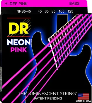 DR Stygos NMCB5-45 DR NEON 5-String Bass Gitaros Stygos, Vidutinio dydžio, Įvairių Spalvų 45-125, ir 7 Daugiau Spalva