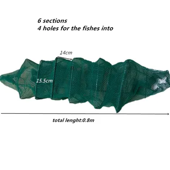 Paprasta 0,8 m 6section 4holes žuvų narve lauko raudona de pesca žvejybos tinklo potes herramientas narve Žvejybos įrankiai