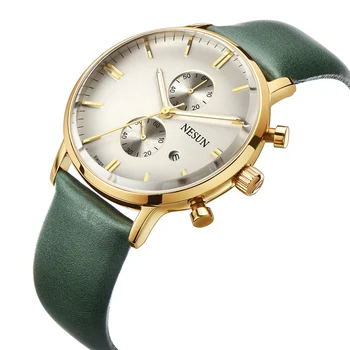 Nesun Naujas Vyrų Laikrodžiai Top Brand Prabanga Pilietis Kvarco judėjimas, Žiūrėti Vyrai Chronograph Riešo laikrodis atsparus Vandeniui reloj hombre N8601-4