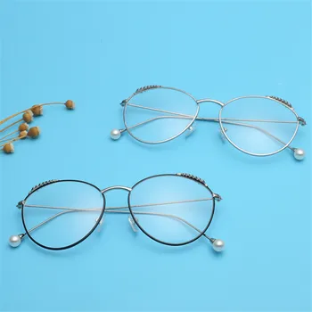 Madingas apvalūs akiniai diskinės Metalo lydinio akinius moterims, Trumparegystė rėmo recepto Gražūs akinių rėmeliai