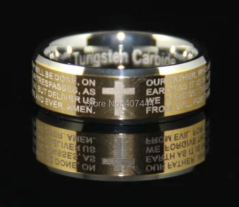 YGK PAPUOŠALAI 8MM Aukso Su Sidabro Spalvos Kraštais Naujų Maldos Vyrų Volframo Vestuviniai Žiedai