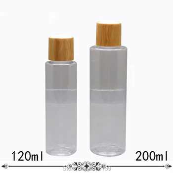 100ML 120ML 200ML 10&20pcs/lot DIY Empty Cosmetic Emulsion Bottle, Plastic Clear Toner Bamboo Container, PET Cosmetic Bottle