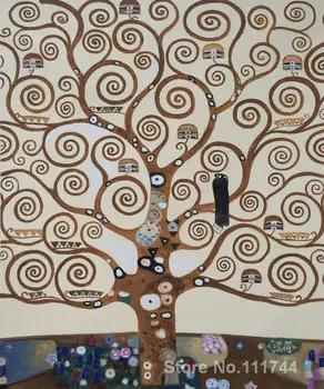 Aukso tapybos gyvybės medis Gustav Klimt Aliejus, dauginti, Drobė meno, Rankų darbo, Aukštos kokybės