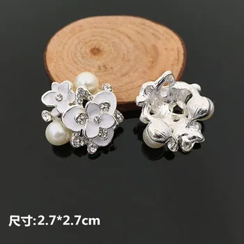 (BT174 27mm)10vnt fahsion lydinio, sidabro baltos spalvos aliejus lašinamas flatback dramblio kaulo crystal pearl mygtukai