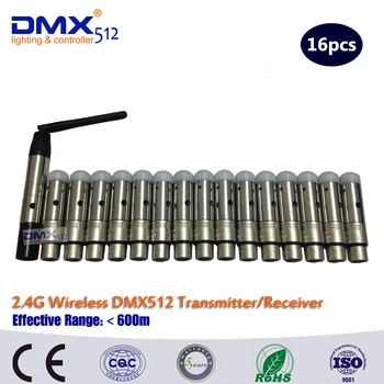 DHL Nemokamas Pristatymas 16pcs 2.4 GHz, belaidis gavėjas ar siuntėjas XLR Belaidžio DMX512 Imtuvas mažas dydis