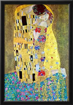 Miegamasis paveikslų Kiss Aukso Gustav Klimt garsaus kopijos, Drobė meno Aukštos kokybės Rankų dažytos