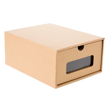 Daugiafunkcis kraft popieriaus stalčių tipo batų saugojimo dėžutė su langas skaidrus, sulankstomas namų įvairenybės lauke karšta, pardavimas.