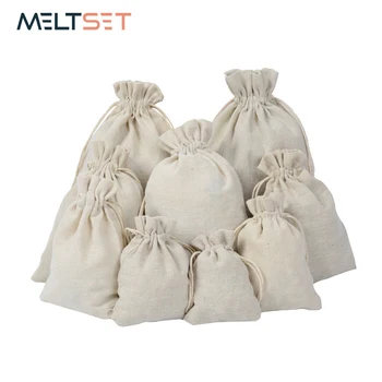 5pcs/lot Linen Drawstring Jewelry Storage Bag Small Food Storage Bag Package Pouch Kitchen Sundries Tea Candy Nuts Storage Bag