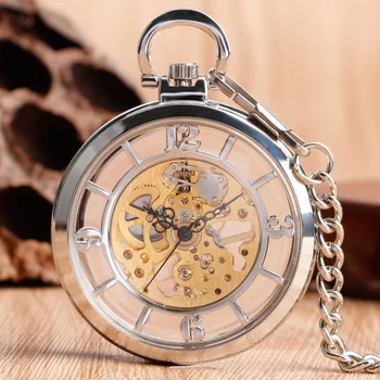 Klasikinis Skaidriai, Mechaninė Žiūrėti Vintage Kolekcijos Arabiškais Skaitmenimis Fob Kišeniniai Laikrodžiai, Rankiniai Likvidavimo Vyrų Dovana Moterims