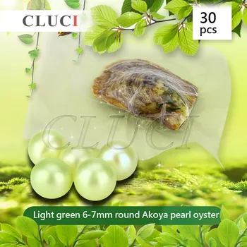 CLUCI, Šviesiai Žalios Spalvos Perlas Austrės akoya spalvingas perlų Didmeninė Spalvinga Apvalūs Karoliukai Papuošalai Priėmimo 30pcs 6-7mm