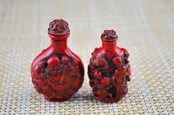 2PSC Meistras Kinijos skulptūros imitacija, raudonos, koralų dervos uosti buteliai
