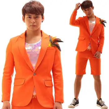 Oranžinė vyrų kostiumai dizaino masculino homme terno etape kostiumai dainininkų vyrų-švarkas šokių drabužiai, striukė star stiliaus suknelė punk