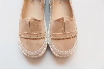 HUIFENGAZURRCS-2017 Mori mergina retro meno batus,Originalios rankų darbo natūralios odos bateliai,avalynė Moterims, tyras ir šviežias butas batai,3 spalvų