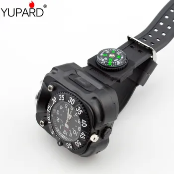 YUPARD Taktinis Kompasas, Žibintuvėlis Įkraunamas Q5 LED Watch Žibintuvėlis Wristlight Riešo Apšvietimo Lempos Lauko 800LM 5 Režimai