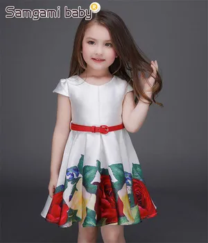 SAMGAMI KŪDIKIŲ 2018 Naujas Mielas Mergaičių Oficialią Mados Suknelės Vasaros Šalis Gimtadienio Gėlių Mergaitės Suknelė Vaikai Šalis Suknelė Spausdinti