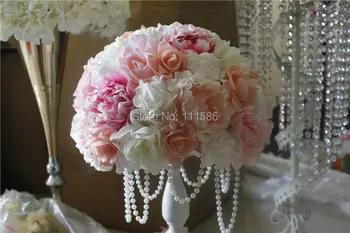 SPR vestuvių gera idear dirbtinės gėlės stalo puošmena, gėlių kamuoliukus su karoliukais grandinės arch flore papuošalai 10vnt/daug