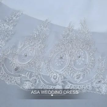 Custom Made Heavy Duobute Nėrinių Aplikacijos Baltas Kamuolys Suknelė Musulmonų Vestuvių Suknelė iki 2016 m. Oficialią arabų Suknelės Vestuves(WDS-060)