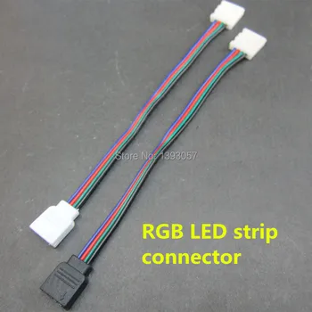 50pcs 10mm 4 Pin LED RGB Juostos jungtis, Solderless PCB lenta su moterų jungtis 5050 LED Juostelė, Balta/Juoda Spalva