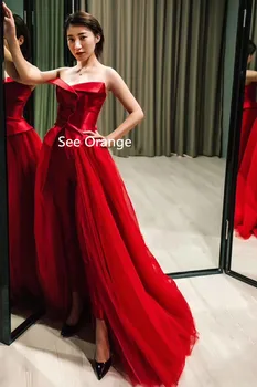 Matyti Orange Klientas Karalienė Raudona Satino Šalis Suknelė Stebėjimo Akių Ilga Suknelė Moterims Seksuali Suknelė Skraiste Femme Ete 2018 SO2219