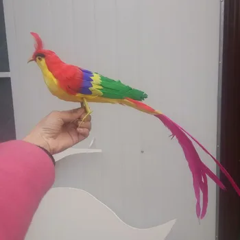 Naujas modeliavimo Phoenix žaislas, plastinė ir kailiai, spalvinga ilga uodega paukščių dovana, apie 50cm 0814