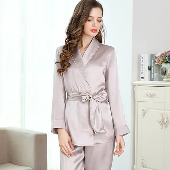 Elegantiškas šilko rudenį V-kaklo, seksualus Apdaras Suknelė rinkiniai moterims šilkiniai kilnus nightdress moterims naktiniai drabužiai sleepwear rudenį dizainas