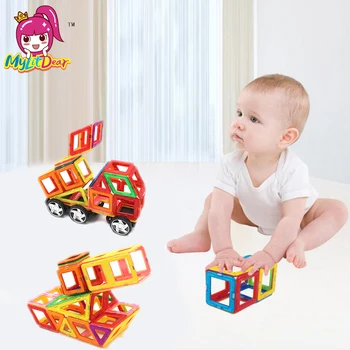 MylitDear 39Pcs Didelis Magnetinis Dizaineris Švietimo Žaislai, Plastikiniai Kūrybos Plytų Apšviesti Magnetiniai Blokai Žaislai Vaikams