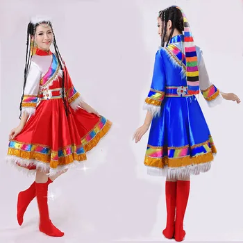 Nemokamas pristatymas Naujos mongolų Šokio Kostiumai Moterų Veiklos cosplay Dėvėti Paillette Sijonas Skraiste Tautos Šokių Drabužiai