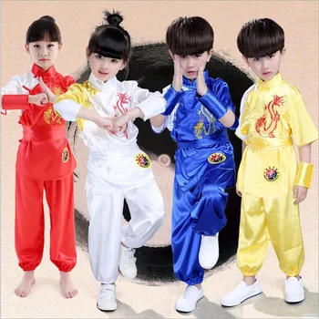 4colors Naujų vaikai kung fu Siuvinėjimo dragon kostiumai vaikams Kovos menų veiklos drabužius, uniformas, tai chi, drabužių rinkiniai