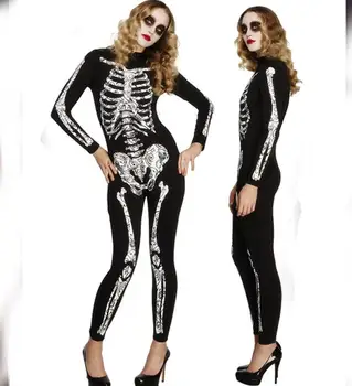 Seksualus Swashbuckler Kaukolės Skeletas Kostiumai Jumpsuit Catsuit Helovinas Fancy Dress HLX6884