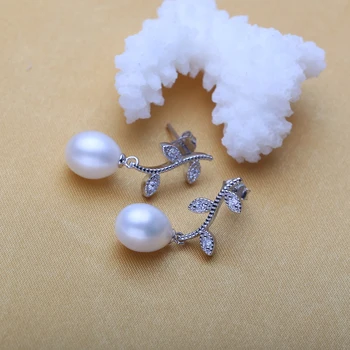 WATTENS Gamtos AAAA auskarai, natūralių Perlų Papuošalai Moterims Laisvalaikio Stiliaus ,8-9mm Gėlavandenių Perlų Žavesio Bohemijos auskarai