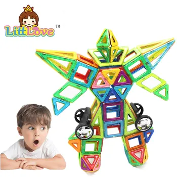 LittLove Magnetinis Žaislas 106 VNT Vaikams, Žaislai, Plastikiniai Švietimo Blokai Kietas Robotas Rinkinys Magnetinio Modeliai Plytų Žaislai Vaikams