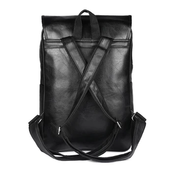 LUYO Vintage England Style Pu Leather Male Fashion Backpack Schoolbag Men School Bags For Teenagers Bagpack Female Travel Black