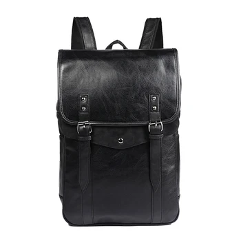 LUYO Vintage England Style Pu Leather Male Fashion Backpack Schoolbag Men School Bags For Teenagers Bagpack Female Travel Black
