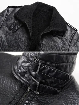 LONMMY 5XL Žiemos odos striukę, vyrams, juoda pliušinis linijinės aksomo storio vyrų dirbtiniais kailiais striukė Suede PU mens paltas Slim fit 2018