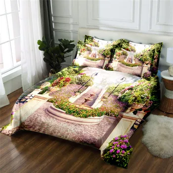 Gražus sodas, žiūrėkite 3D patalynės komplektas 2017 gėlių lovos užvalkalai 4pcs antklode padengti nustatyti twin karalienė, karalius lova nustatyti vaikų / Suaugusiųjų patalynės būti