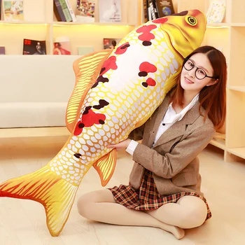 Ilgai pliušinis spalvinga žuvis žaislas naujas kūrybos aukso-sidabro karpis pagalvę dovanų, apie 140cm